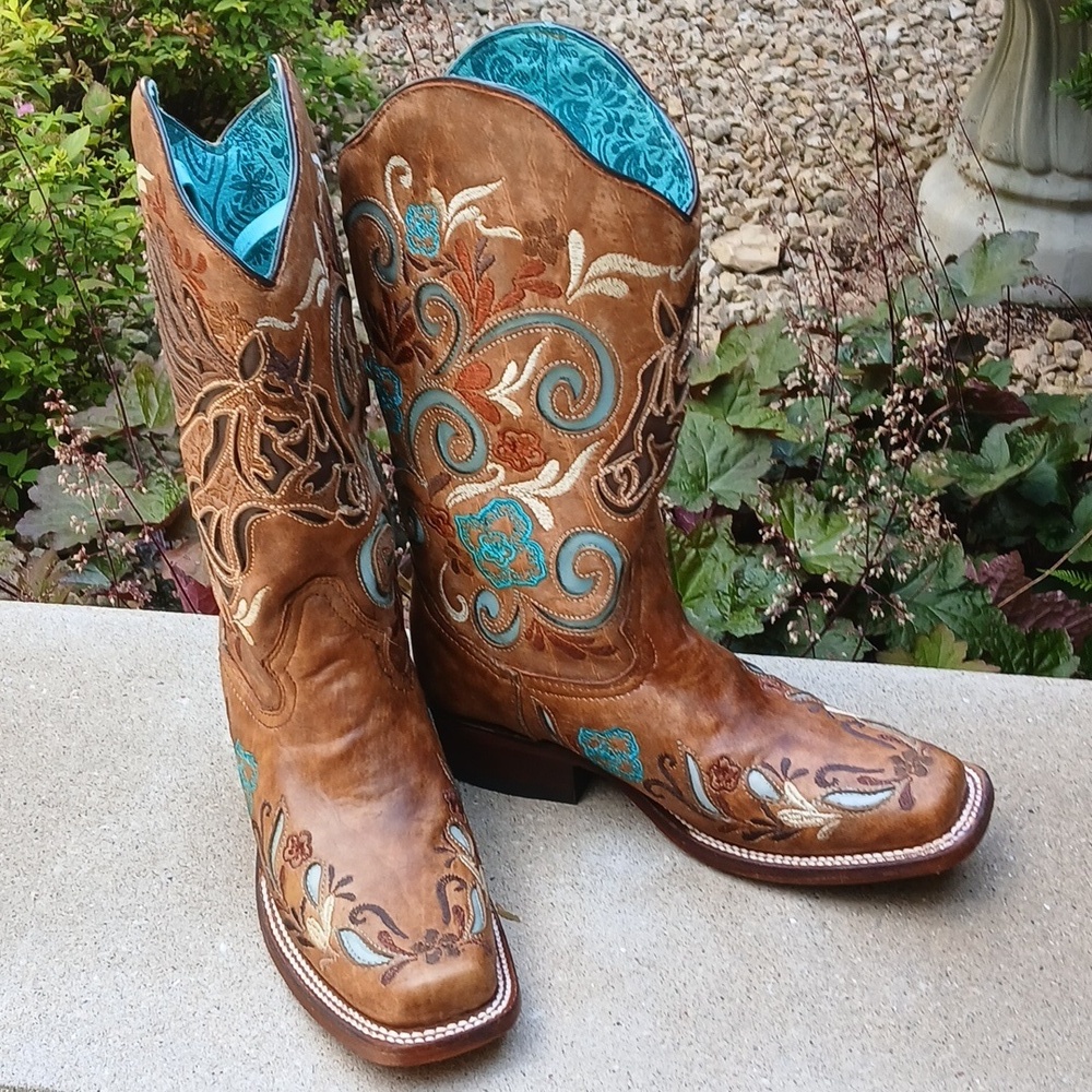 Corral Women's Iridescent Collection Western Boot Square Toe Sand Sz 6 - Picture 3 of 13